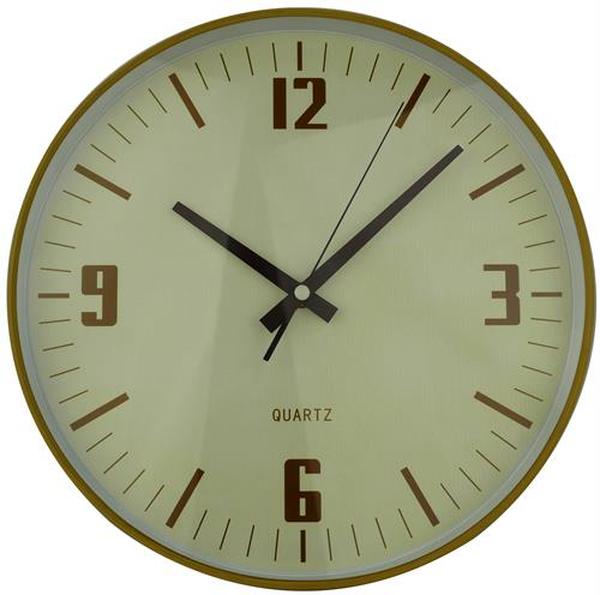 Casey Wall Clock Pine outer rim with Beige details 30cm