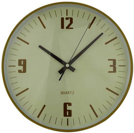 Casey Wall Clock Pine outer rim with Beige details 30cm