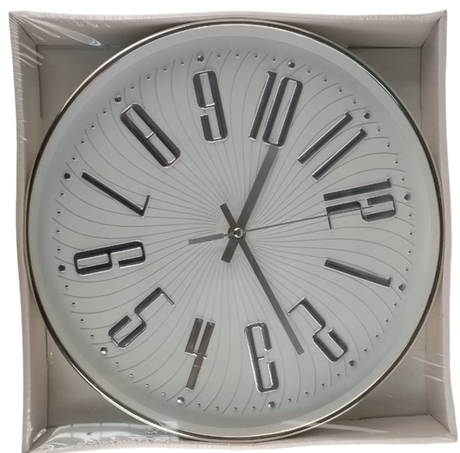 Casey Wall Clock Silver Outer Rim With Silver Details And