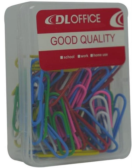 DLOffice Multicolour 28mm Paper Clips Plastic Tub of 70