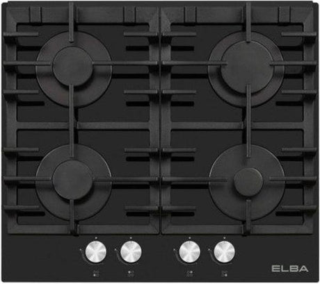Elba 04/T65-450G 4-Burner Automatic Glass Gas Stove with Ignition - Black Finish
