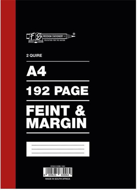 Freedom A4 2 Quire Hard Cover Counter Book 192 Page Feint