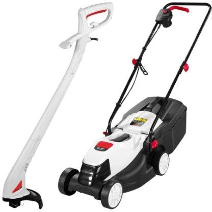 Generic Combo 1200 W Electric Lawnmower and 300 W Trimmer – Compact Garden Care Solution KIT340 Battery & AC Adapter Cylinder Push Lawn Mower (WHITE)