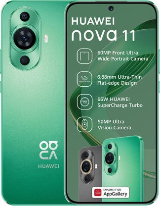 Huawei Nova 11 4G Dual SIM Smartphone - 256GB Storage, 8GB RAM, Stunning Green Finish