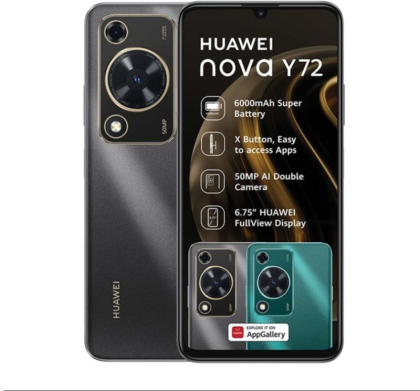 Huawei Nova Y72 4G Dual Sim 128GB 8GB RAM Smartphone - Black