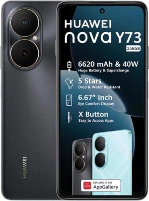 Huawei Nova Y73 Smartphone - 256 GB Storage, 8 GB RAM, 6.75" HD+ Display, 50MP Triple Camera, 6000mAh Battery - Elegant Black