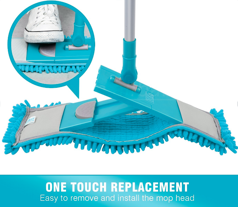 Kleaner Microfiber Extendable Flat Mop Blue