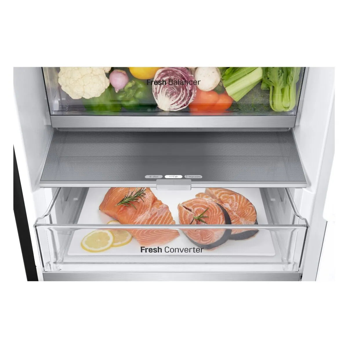 LG 343L Essence Matte Black Combi Fridge - GC-F459FSUW
