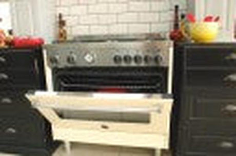 La Germania AMS95C61LBCR 95cm Stainless Steel 5-Burner Gas Stove with 142L Electric Oven - Black Chrome