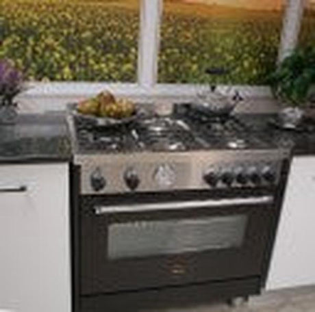 La Germania AMS95C81BNE 90cm Stainless Steel 5 Burner Gas Stove with Fan Assisted Oven