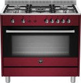La Germania RUS95C81DVI 5-Burner Stainless Steel Freestanding Gas Stove with 142L Fan-Assisted Oven and Wok Burner
