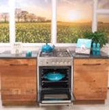 La Germania TU64031DXS 60cm Stainless Steel Freestanding 4-Burner Gas Stove with Oven and Grill - 69L Capacity, A+ Energy Rating