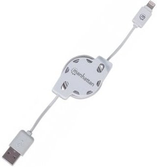 Manhattan iLynk Lightning Cable Retractable 1m White