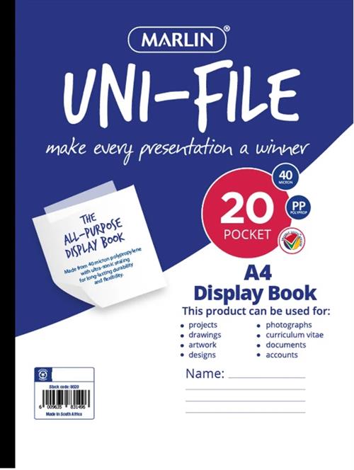 Marlin A4 All Purpose 20 Page UniFile Display Book