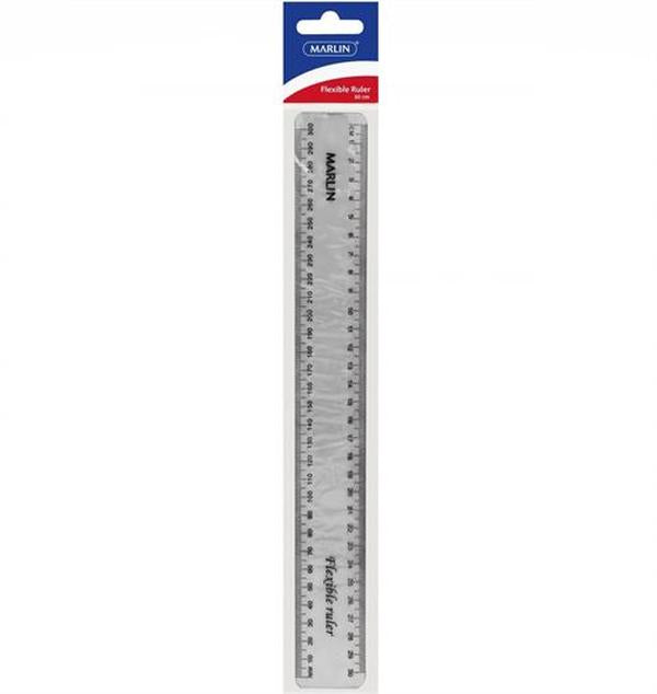 Marlin Flexible 30cm Ruler Clear-