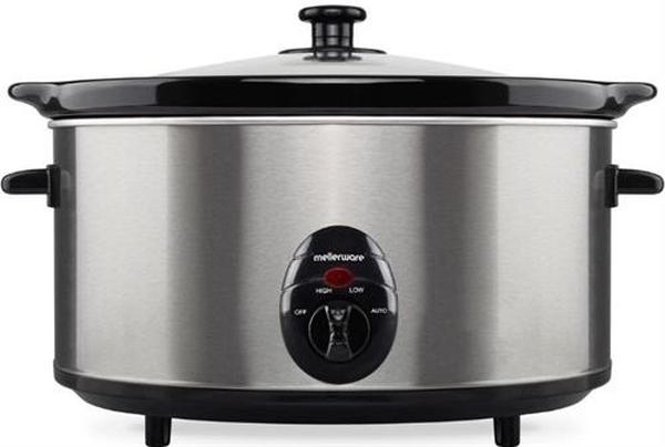 Mellerware Slow Cooker Stainless Steel Brushed 6.5L 320W
