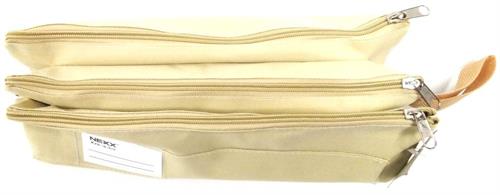 Nexx Fabric 3 Pocket 33cm Beige Brown Pencil Case