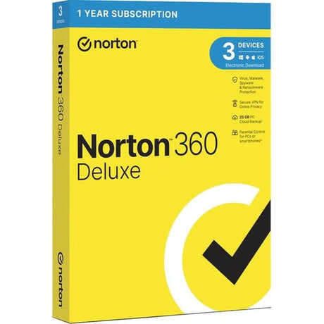 Norton 360 Deluxe 25GB - 3 Devices (Physical Package)