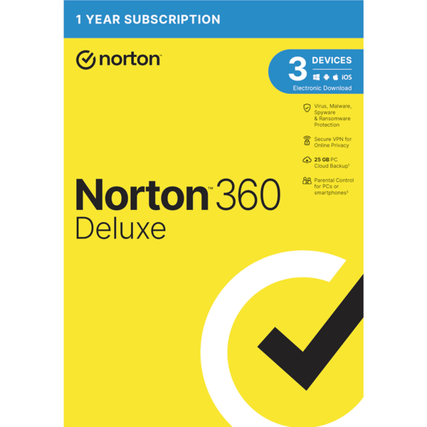 Norton 360 Deluxe 25GB - 3 Devices (Physical Package)
