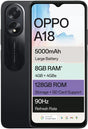 OPPO A18 Smartphone - Glowing Black, 128 GB Storage, 4 GB RAM - Powerful Helio G85 Processor & 5000 mAh Battery