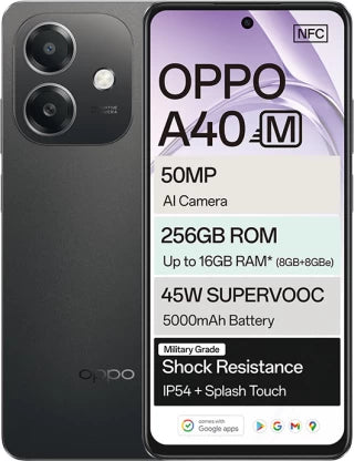 OPPO A40M 4G Dual Sim - 256GB Storage, 6GB RAM - Stunning Black