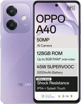 Oppo A40 4G Dual Sim Smartphone - 128GB Storage, 8GB RAM, Stunning Purple - Enhanced Performance & Display