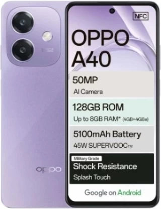 Oppo A40 Starry Blue/Purple - 128GB Storage, 4GB RAM - Powerful Snapdragon 6s 4G Gen1 Smartphone with 50MP Camera & 5100mAh Battery
