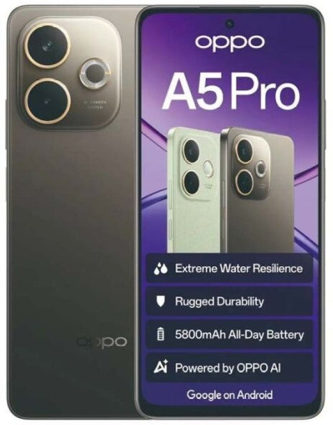 Oppo A5 Pro 4G Dual Sim 256GB - Mocha Brown | Powerful Snapdragon 6s Gen1, 8GB RAM, 50MP Camera, 6.67" 90Hz Display, 5800mAh Battery
