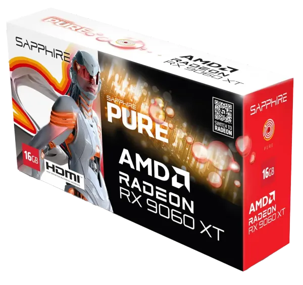 SAPPHIRE PURE AMD RADEON™ RX 9060 XT Gaming Graphics Card with 16GB GDDR6 - White