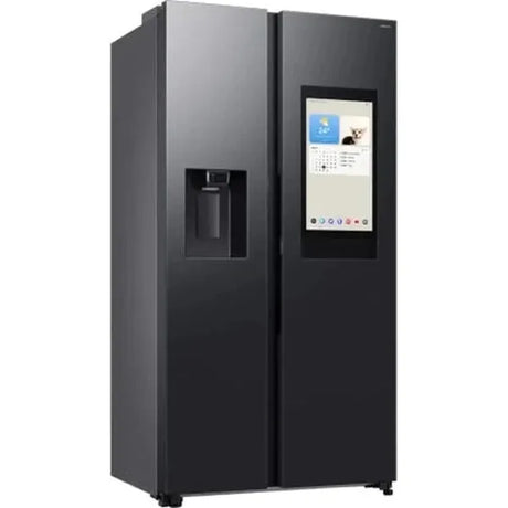 Samsung 594L Frost Free Double Door Side-by-Side Refrigerator in Gentle Black with Ice & Water Dispenser - Family Hub Model