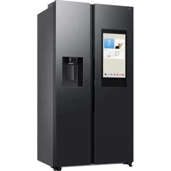 Samsung 594L Frost Free Double Door Side-by-Side Refrigerator in Gentle Black with Ice & Water Dispenser - Family Hub Model