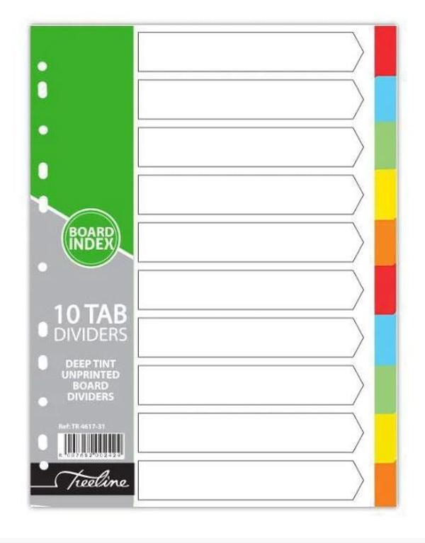 Treeline A4 File Divider Board Tab 1