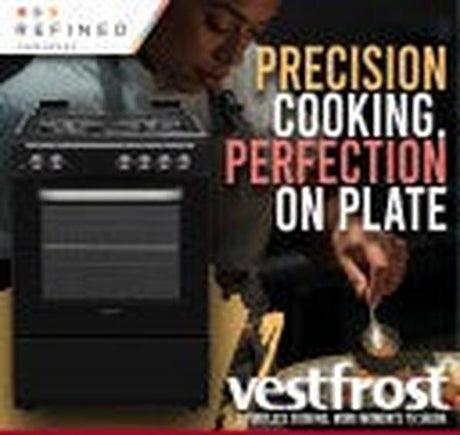 VESTFROST VFR60GE.MB 60cm Steel Automatic Gas Stove with 4 Burners and Electric Oven - Silver/Black