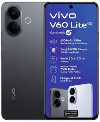 Vivo V60 Lite 5G: Stunning Blue, 256GB Storage, 8GB RAM - Powerful Performance & Immersive Display