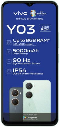 Vivo Y03 4G DS Smartphone - 64GB Storage, 4GB RAM, Stunning Green Finish