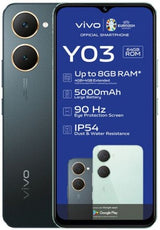 Vivo Y03 4G Dual Sim Smartphone - 64GB Storage, 4GB RAM - Stunning Black