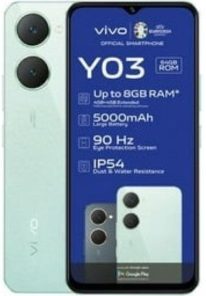Vivo Y03 Smartphone: 4GB RAM, 64GB Storage, Helio G85, 5000mAh Battery - Gem Green