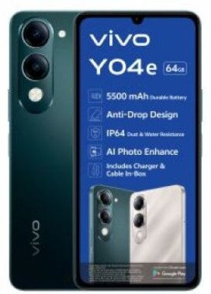 Vivo Y04e Green 4GB RAM 64GB Storage | 6.74" HD+ Display, 5500mAh Battery, 13MP Camera, IP64 Rated