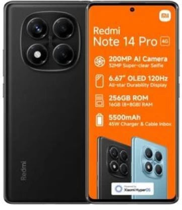 Xiaomi Note 14 Pro: 200MP Camera, 256GB Storage, 8GB RAM - Stunning 6.67" AMOLED Display, 5500mAh Battery, Midnight Black