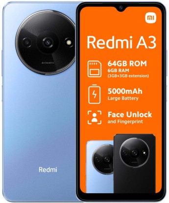 Xiaomi Redmi A3 4G Dual SIM Blue - 64GB Storage, 4GB RAM - 6.52" HD OLED Display, Snapdragon Processor, 5000mAh Battery