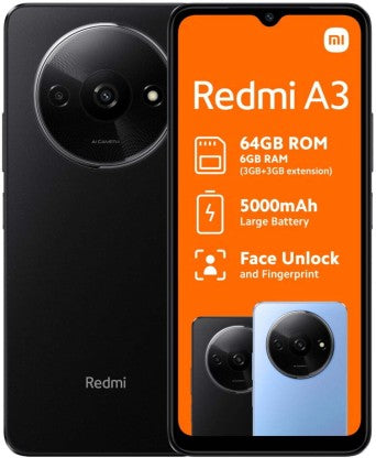 Xiaomi Redmi A3 DS - Black | 64GB Storage | 4GB RAM | 6.52" HD Display | 8MP Camera | 5000mAh Battery