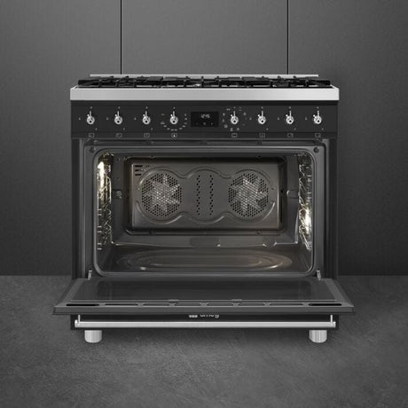 Smeg 90cm Matte Black Cooker with Gas Hob - C9MAMBSSA2