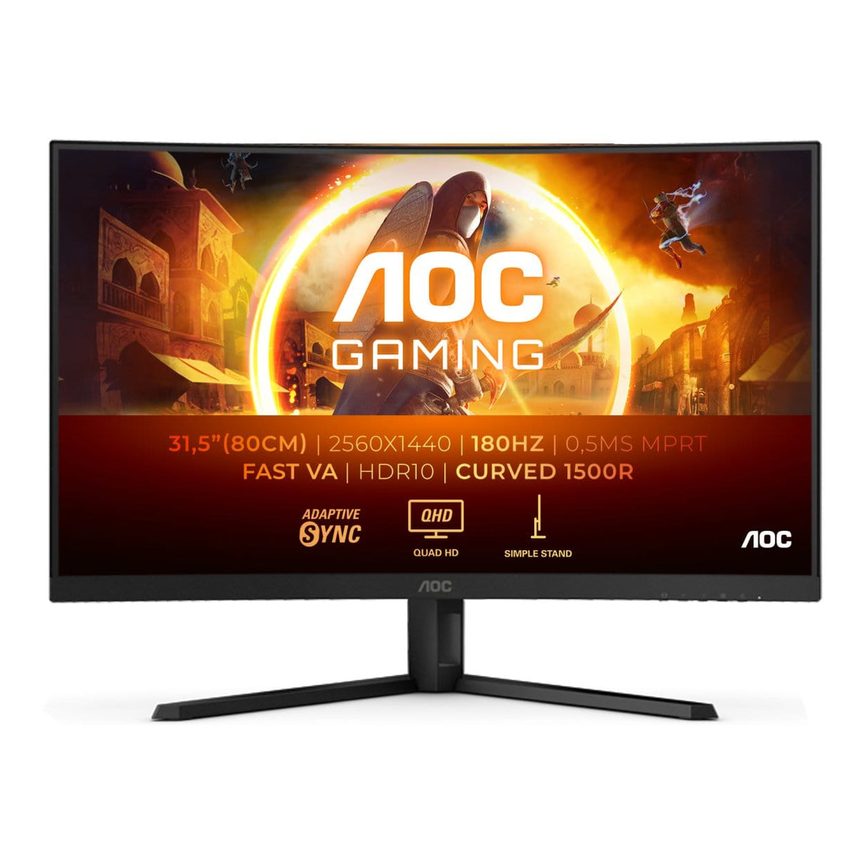 AOC CQ32G4VE 31.5-inch 2560 x 1440p QHD 16:9 180hz 0.5ms LED VA Curved Gaming Monitor