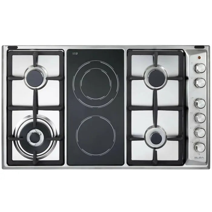 ELBA 90cm Stainless Steel Hob Gas 4 Burner 2 Ceran - 02/EN95-425XD