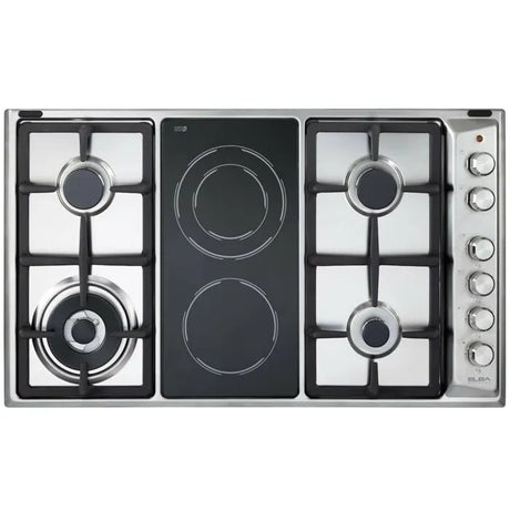 ELBA 90cm Stainless Steel Hob Gas 4 Burner 2 Ceran - 02/EN95-425XD