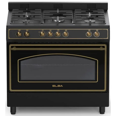 Elba 90cm Black 5 Burner Gas/Electric Rustic Stove - 04/9S4EX937KB