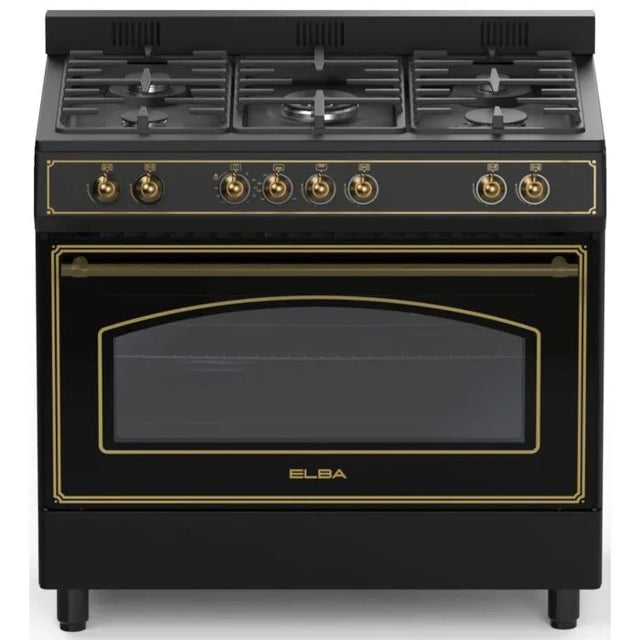 Elba 90cm Black 5 Burner Gas/Electric Rustic Stove - 04/9S4EX937KB