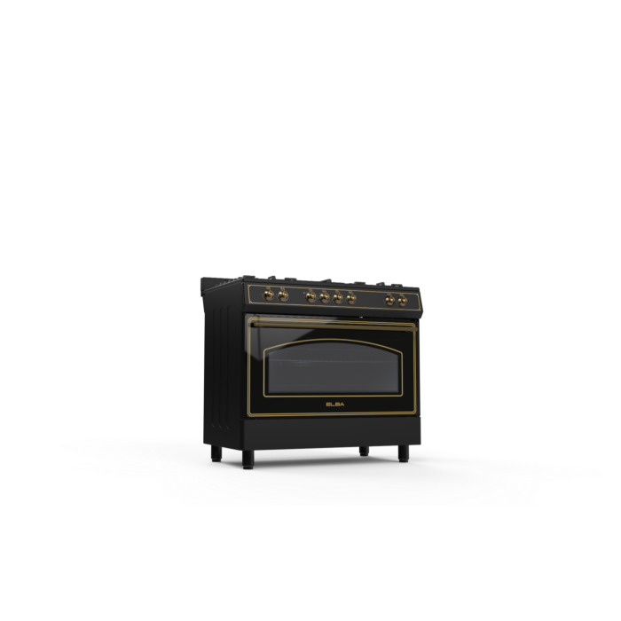 Elba 90cm Black 5 Burner Gas/Electric Rustic Stove - 04/9S4EX937KB