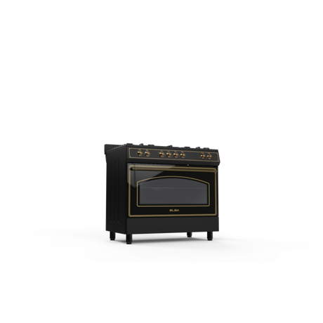 Elba 90cm Black 5 Burner Gas/Electric Rustic Stove - 04/9S4EX937KB