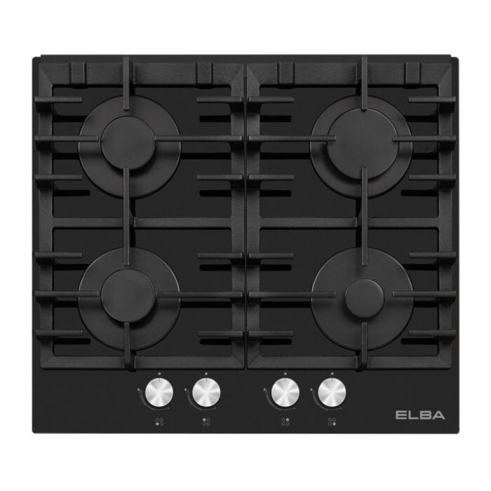 Elba 60cm Black 4 Burner Gas On Glass Hob - T65-450G